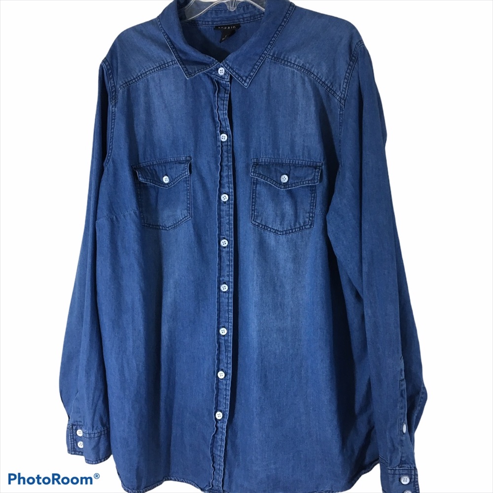 Torrid Blue Cotton Denim Shirt Size 1